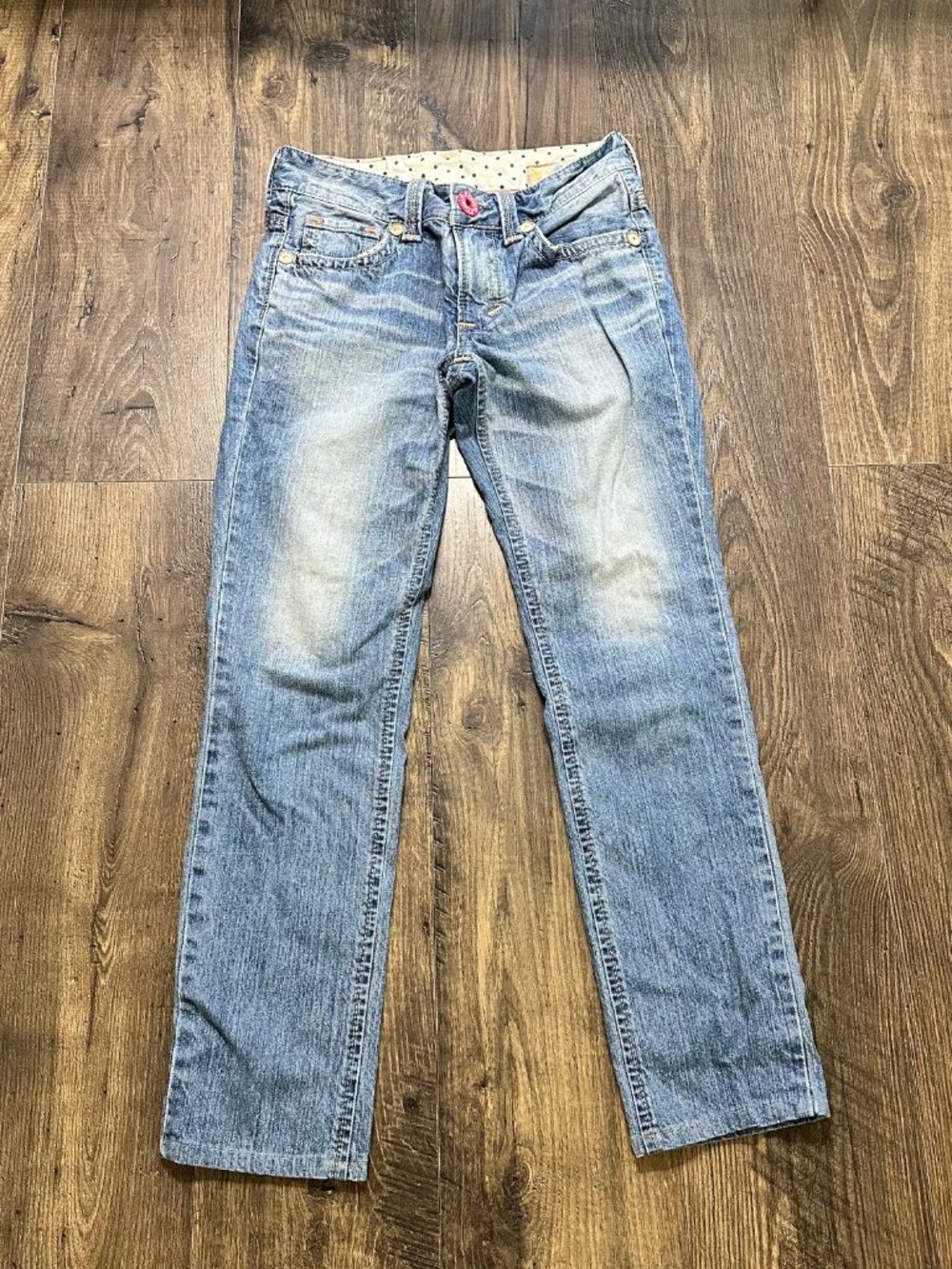Women's Vintage Edwin Denim Jeans, Pink Button, Polka Dot, Floral Size: Small
